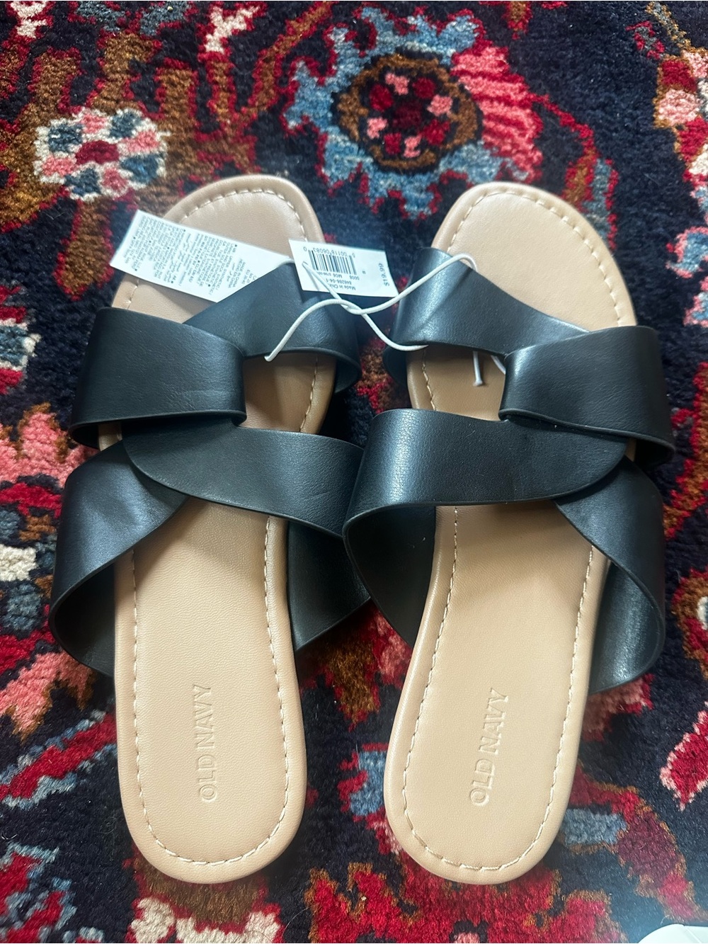 Old Navy Black Twist-Strap Slide Sandals